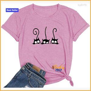 Women's Short Sleeve T-Shirt Animal Print Casual Top Cotton Blend Comfort Fit